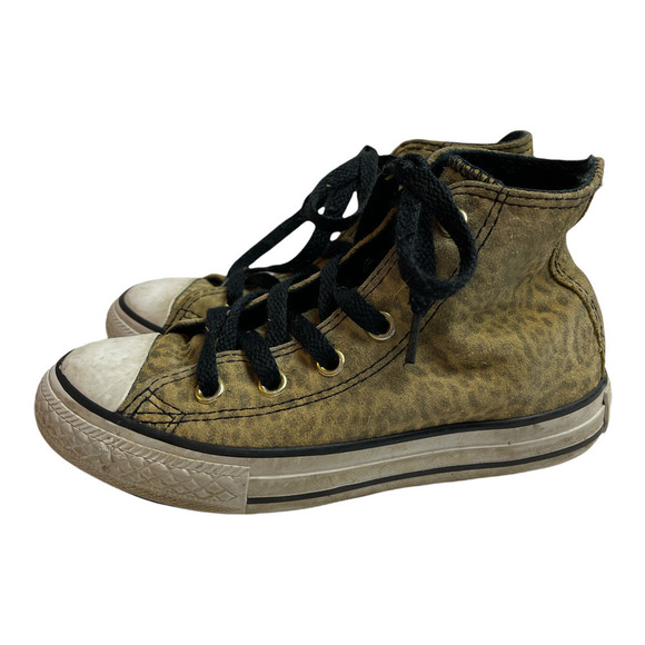 Converse Tan Leopard Print Suede High Top Sneakers Youth Size 11 - Picture 4 of 10